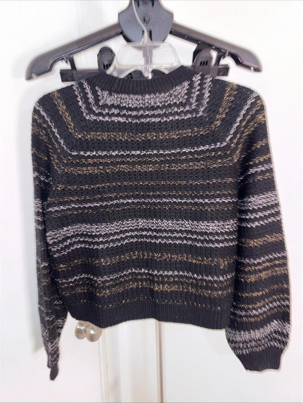 Milly metallic thread sweater size Small Cropped Boxy Puff Merino Wool - Picture 8 of 11